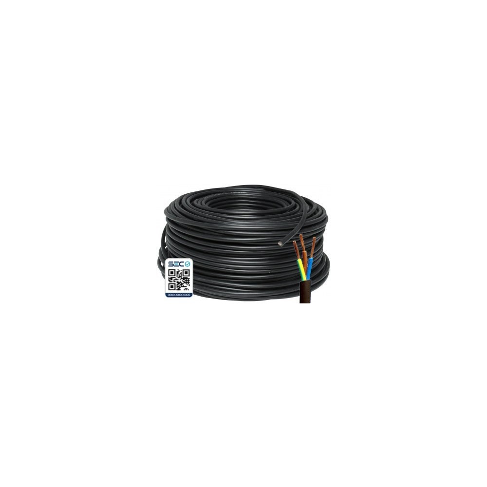 Cordon HO5VV-F 3x075mm Negro 100 Mts